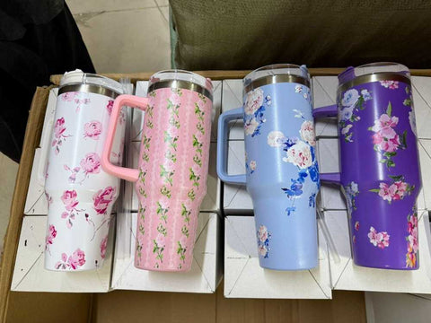 Stainless steel flower design Tumbler